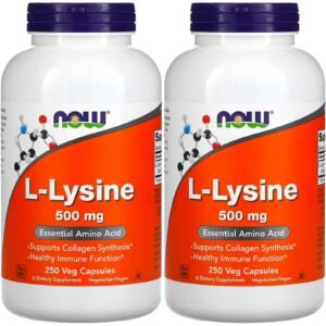 NOW Foods L-lysine 500 mg, 250 Capsules (Pack of 2) - Image 1