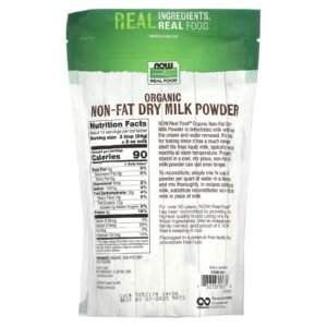 NOW Foods, Organic Non-Fat Dry Milk Powder with Protein and Calcium, Product of the USA, 12-Ounce (Packaging May Vary) - Image 2