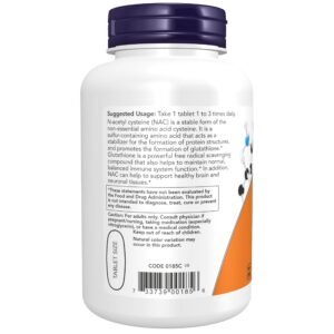 NOW Supplements, NAC (N-Acetyl-Cysteine) 1,000 mg, Free Radical Protection*, 120 Tablets - Image 3
