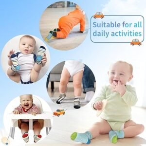 Tphon Non Slip Kids Toddler Socks with Gripper 12 Pairs Anti Skid Boys Girls Socks for Baby Socks for 1-7 Year Children - Image 4