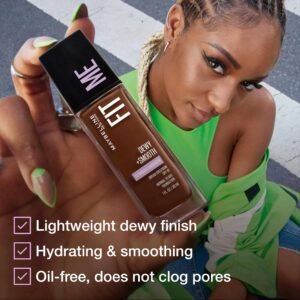 Maybelline Fit Me Dewy + Smooth Liquid Foundation Makeup, Mocha, 1 Count (Packaging May Vary) - Image 5