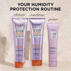 L'Oreal Paris Sulfate Free Frizz Defy Conditioner, Frizz Control Hair Care with Marula Oil, EverPure, 8.5 Fl Oz (Packaging May Vary) - Image 6