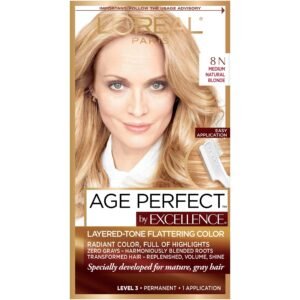 L'Oreal Paris Excellence Age Perfect Layered Tone Flattering Color, 8N Medium Natural Blonde Set (Packaging May Vary) - Image 1
