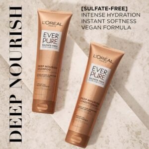 L'Oreal Paris Sulfate Free Shampoo for Dry Hair, Triple Action Hydration for Dry, Brittle or Color Treated Hair, Apricot Oil Infused Hair Care, EverPure, 8.5 Fl Oz (Packaging May Vary) - Image 2