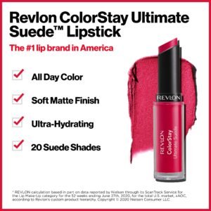 REVLON ColorStay Ultimate Suede Lipstick, Longwear Soft, Ultra-Hydrating High-Impact Lip Color, Formulated with Vitamin E, Stylist (073), 0.09 oz - Image 3