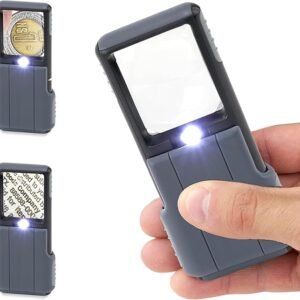 Carson MiniBrite LED Lighted Slide-Out Aspheric Magnifier with Protective Sleeve (PO-55), 5X, Gray - Image 1