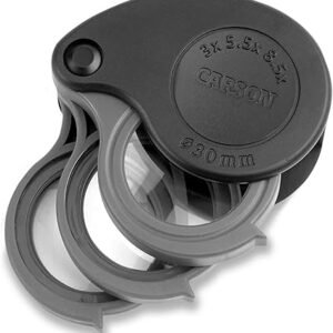 Carson TriView 3X/5.5X/8.5X Folding Loupe Magnifier with Built-in Case (TV-36), Black - Image 1