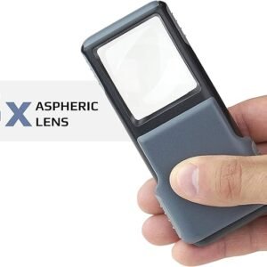 Carson MiniBrite LED Lighted Slide-Out Aspheric Magnifier with Protective Sleeve (PO-55), 5X, Gray - Image 3
