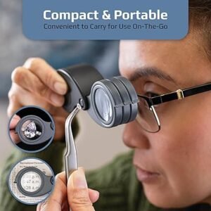 Carson TriView 3X/5.5X/8.5X Folding Loupe Magnifier with Built-in Case (TV-36), Black - Image 4