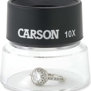 Carson LumiLoupe 10X Power Black/Clear Stand Magnifier, Ambient Light, 1.0 inch Lens Diameter, 2.0 inch Base Diameter, 2.0 x 1.75 x 2.0 inches, 0.05 kg - Image 3