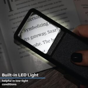 Carson MiniBrite LED Lighted Slide-Out Aspheric Magnifier with Protective Sleeve (PO-55), 5X, Gray - Image 4