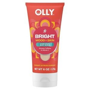 OLLY Bright Body Scrub with Ginseng, Caffeine & Vitamin C– Nourishing Cleanser for Skin Exfoliation, SkinBarrier Repair, Citrus Currant Scent, 6 oz - Image 1