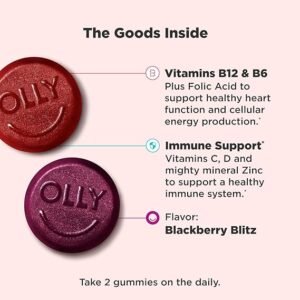 OLLY Men's Multivitamin Gummy, Vitamins A, C, D, E, B, Zinc, Blackberry Flavor, 45 Day Supply - 90 Count - Image 2