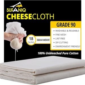 Sufaniq Cheese Cloths, Grade 90 (18 Sq Feet) 100% Pure Cotton Reusable Cheesecloth, Unbleached Ultra Fine Fabric, Cheesecloth for Straining, Premium Butter Muslin Cloth for Straining - 2 Sq Yard - Image 1