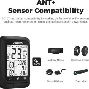 COOSPO Bike Computer GPS Wireless, ANT+ Cycling Computer GPS with Bluetooth, Multifunctional ANT+ Bicycle Computer GPS with 2.4 LCD Screen, Bike Speedometer with Auto Backlight IP67 - Image 4