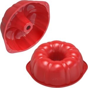 SILIVO 10 inch Bundt Cake Pans (2 Pack) - Nonstick Silicone Bundt Pans for Jello, Monkey Bread and Bundt Cake - Image 1