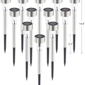 GIGALUMI Solar Pathway Lights 12 Pack, Stainless Steel IP44 Waterproof Auto On/Off Outdoor LED Solar Landscape Lights for Garden, Yard, Patio, Path and Walkway. (Warm White)ââ‚¬¦ââ‚¬¦ - Image 5