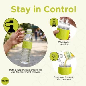 Copco Hydra Reusable Tritan Water Bottle with Spill Resistant Lid and Non-Slip Sleeve, 20-Ounce, Light Green - Image 5