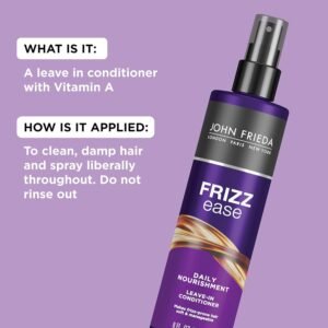 John Frieda Frizz Ease Daily Nourishment Leave-In Conditioner, Detangles Frizzy, Damaged Hair, Reduces Breakage, Protects Against Heat, with Vitamins A, C, E & Green Tea Extract, 8 Oz - Image 6