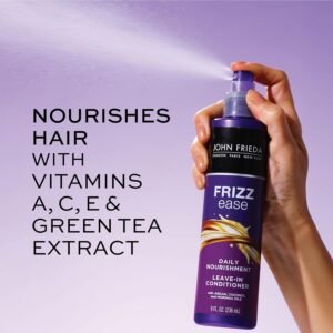 John Frieda Frizz Ease Daily Nourishment Leave-In Conditioner, Detangles Frizzy, Damaged Hair, Reduces Breakage, Protects Against Heat, with Vitamins A, C, E & Green Tea Extract, 8 Oz - Image 3