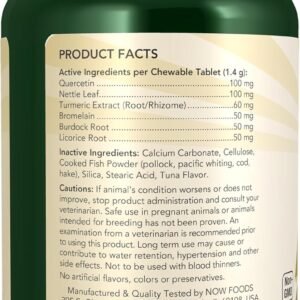 NOW Pet Health, Pet Allergy Supplement, Formulated for Cats & Dogs, NASC Certified, 75 Chewable Tablets - Image 3