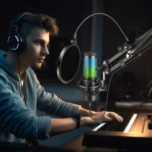 Aokeo Clamp On Studio Microphone Mic Round Shape Wind Pop Filter Mask Shield - Image 8