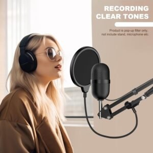 Aokeo Clamp On Studio Microphone Mic Round Shape Wind Pop Filter Mask Shield - Image 7