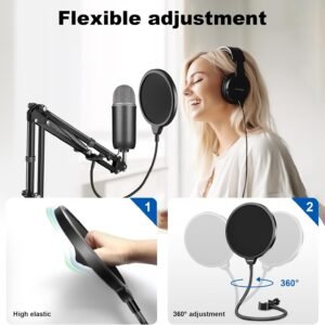 Aokeo Clamp On Studio Microphone Mic Round Shape Wind Pop Filter Mask Shield - Image 5